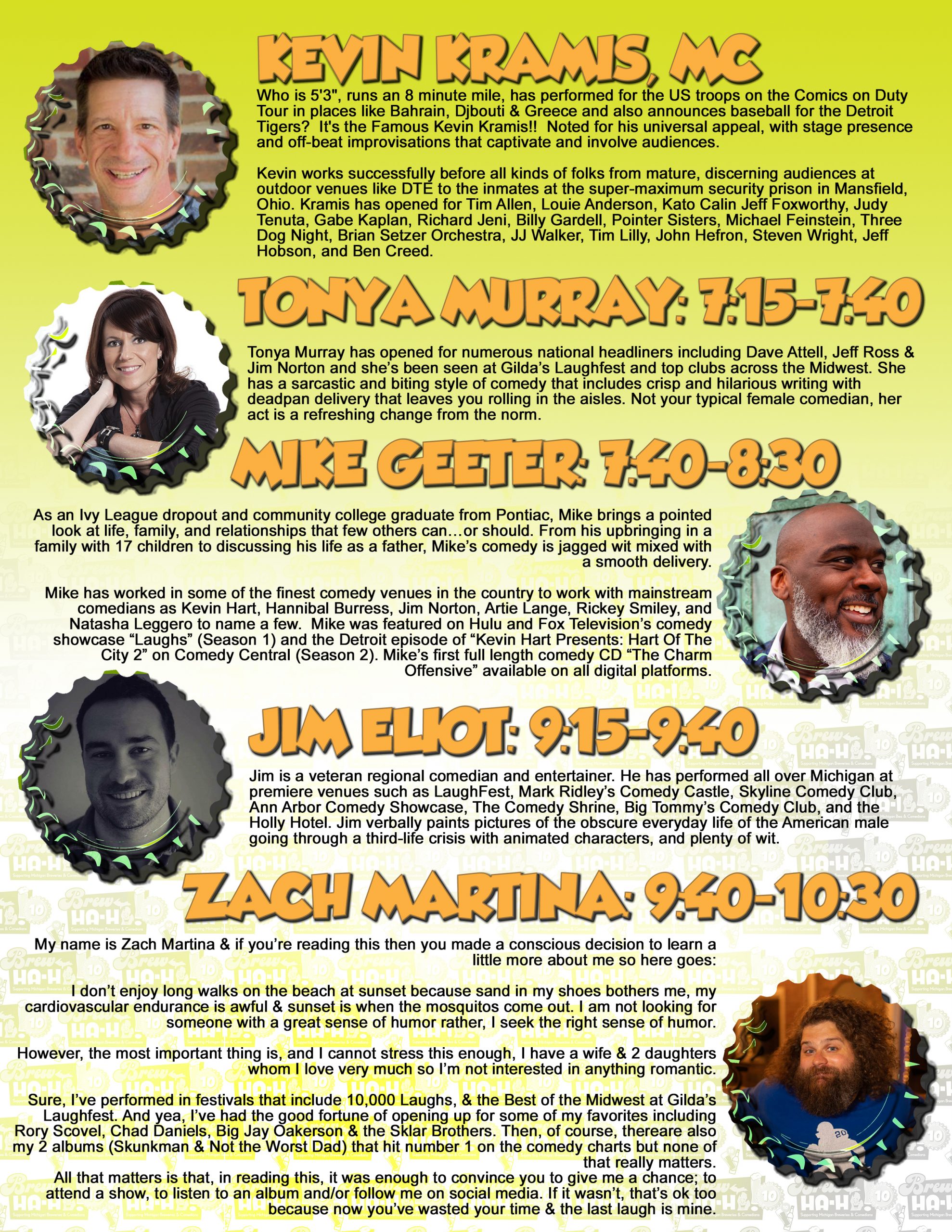 Brew Ha-Ha Saturday Acts Webpage