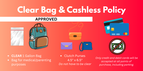 Email Images 600x300 Clear bag and cashless policy